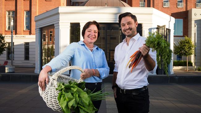 New Lot Fourteen cafe owners Karen Slabbert and Shane Abbott at their venue, Table on the Terrace. Picture: Matt Turner