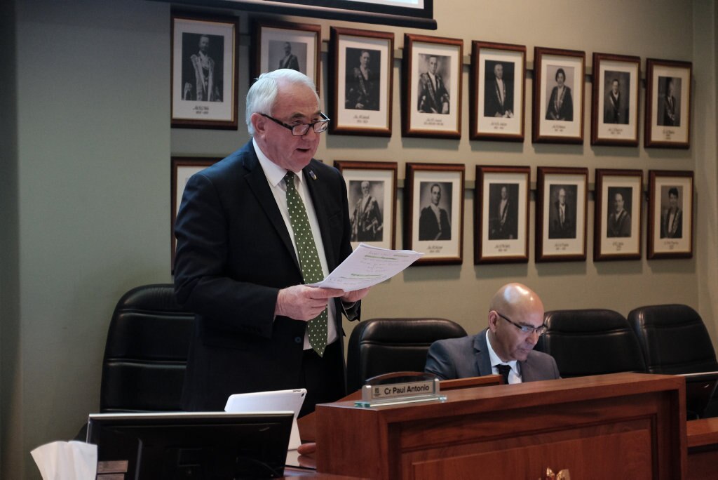 Mayor Paul Antonio delivers his budget speech. Picture: Matthew Newton