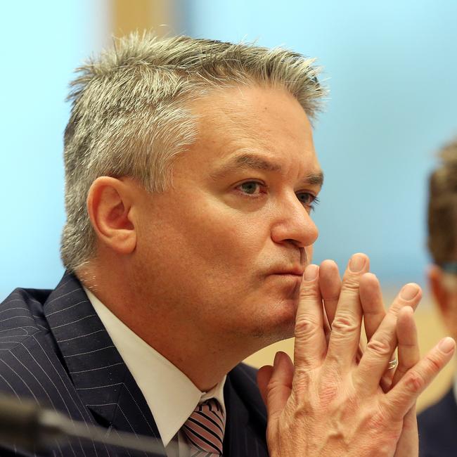 Minister for Finance Senator Mathias Cormann (pictured at Senate Estimates on Monday) raised concerns about the ICON network security in 2013. Picture: Kym Smith