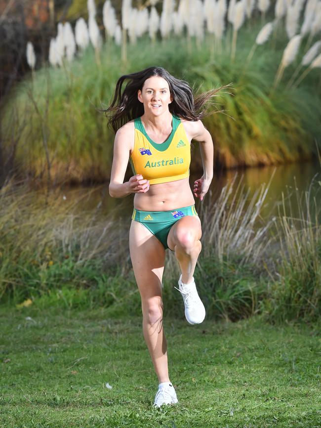 Jessie Andrew gets in some training around Riddells Creek lake. Picture: Rob Leeson