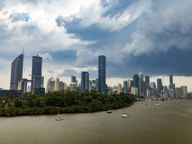 Large parts of the South East Queensland are expected to cop severe storms, with the “peak” activity expected Tuesday. Picture: Richard Walker