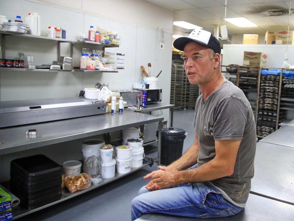 Darren Clark in his Alice Springs bakery. Picture: JPL/Media Mode/news.com.au