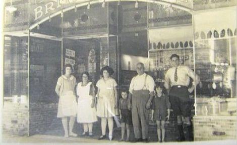 (From left) Staff member, Haley Malanos (nee Comino), Matina Notaras (nee Comino), Cyril Comino, Peter Comino, Eftihia Likidis (nee Comino) and Jim Comino. Picture: Contributed