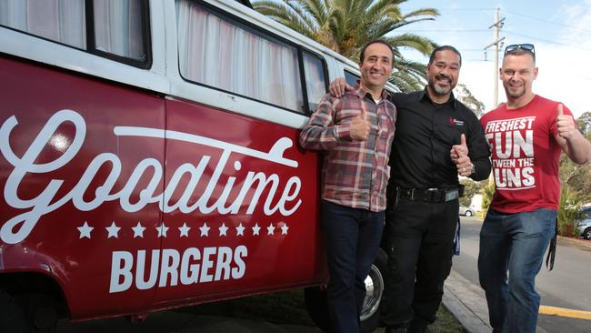 From left, owner Andrew Lazarus, security Simione Taumalolo and Brett Lange. Picture: Robert Pozo