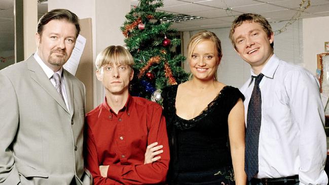 Ricky Gervais, Mackenzie Crook, Lucy Davis and Martin Freeman starred in iconic TV show,<i> The Office</i>. Picture: Supplied