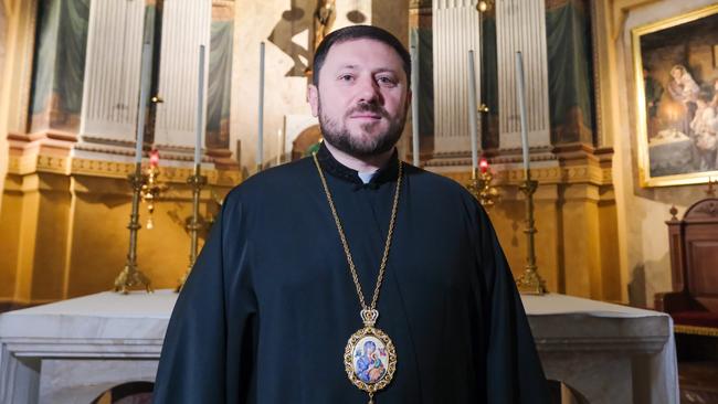 Bishop Mykola Bychok, of Saints Peter and Paul of Melbourne, at the Domus Australia in Rome on Thursday. Picture: Jacquelin Magnay