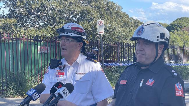 NSW Ambulance Inspector Mike Corlis (L) and Supt. Adam Dewberry outside Fort St High in Petersham. Picture: Alexi Demetriadi