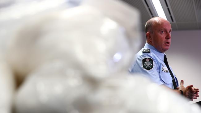 A record ice haul — of 313kg — was stopped from reaching South Australia in February this year. AFP Assistant Commissioner Organised Crime and Cyber Neil Gaughan. PICTURE TAIT SCHMAAL.