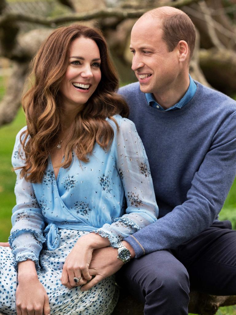 Britain's Prince William, Duke of Cambridge and Britain's Catherine, Duchess of Cambridge posing in a picture to celebrate their tenth wedding anniversary. Picture: Chris Floyd