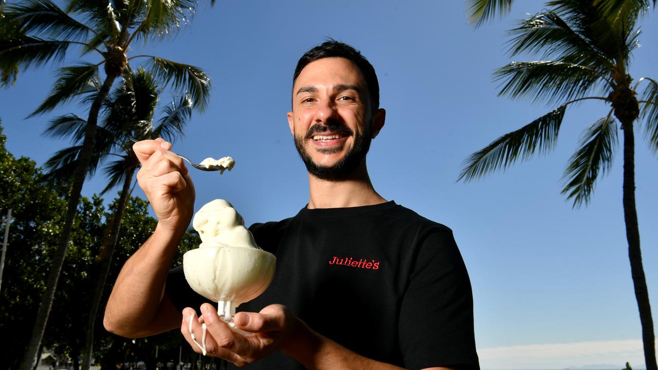 Juliette's gelato chef Mirko Paparella with the award winning fior di latte. Picture: Evan Morgan