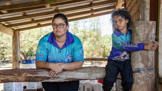 Family of Corrine Lee Cheu, mum Jodie Fitzgerald and baby brother Liam Lee Cheu, brother Tristin Lee Cheu. Picture: Brian Cassey