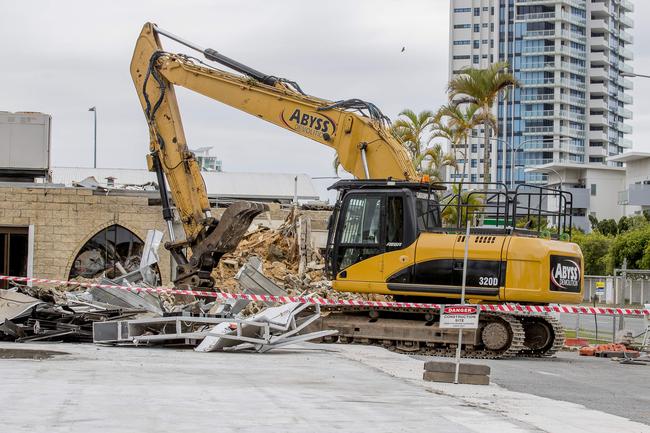 Demolition at the old Cav's Steakhouse location in Labrador. Picture: Jerad Williams