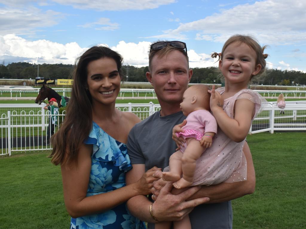 Shivon, Ben and Ayva Thorpe at Ipswich Turf Club. Picture: Grace Koo