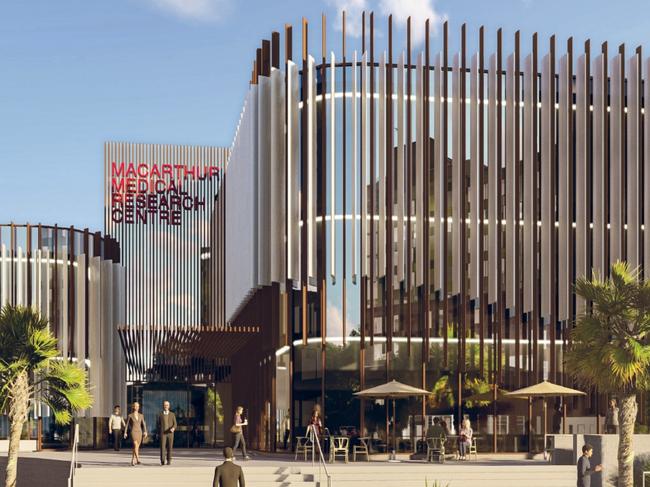 An artist's impression of the $50 million Macarthur Medical Research Centre, earmarked for the Campbelltown Hospital precinct. Foundation partners include Western Sydney University, Ingham Institute, Walker Group, University of NSW and South West Sydney Local Health District.