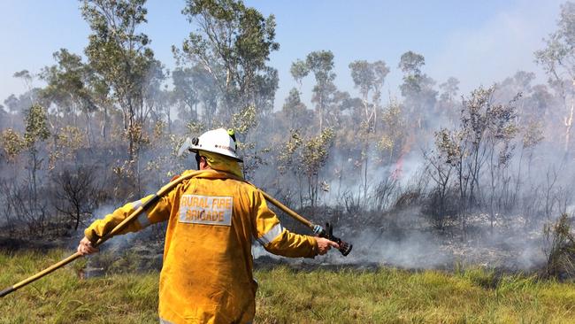 Multiple crews are on scene battling a blaze at Noosa North Shore. Photo: Patrick Woods/Sunshine Coast Daily