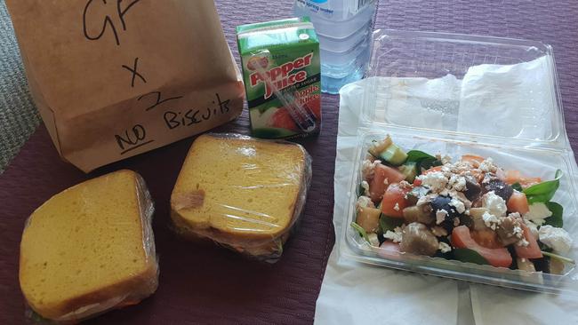 Tara Whitehead has photographed the meals she’s been given while in hotel quarantine in Cairns. She pays $60/day for food.