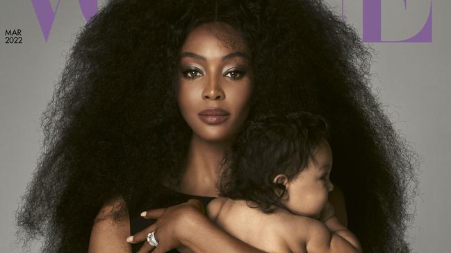 Naomi Campbell poses with her baby on the cover of British Vogue. Picture: Steven Meisel/British Vogue