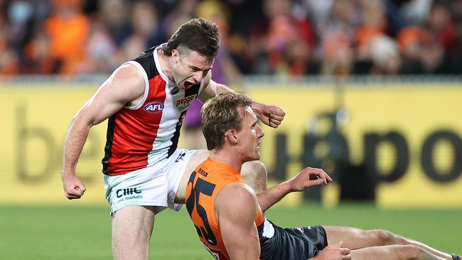 Jack Higgins of the Saints might be the form small forward of the league right now. Picture: Cameron Spencer/AFL Photos/Getty Images