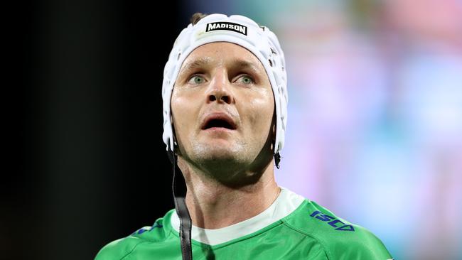 SYDNEY, AUSTRALIA - OCTOBER 09:  Jarrod Croker of the Raiders watches the big screen during the NRL Semi Final match between the Sydney Roosters and the Canberra Raiders at the Sydney Cricket Ground on October 09, 2020 in Sydney, Australia. (Photo by Mark Kolbe/Getty Images)