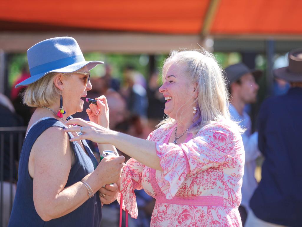 Mary McGee and Sarah Birtles at the 2021 Great Northern Darwin Cup. Picture: Glenn Campbell