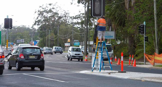 MORE COLOUR: The new traffic lights at Beryl St are the 12th set to be installed in a 5.5km section of the Pacific Hwy through Coffs Harbour.