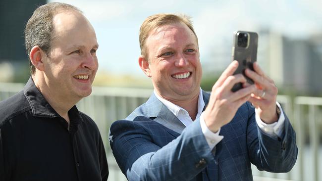 Acting Premier Steven Miles with Star Casino CEO Robbie Cooke while Annastacia Palaszczuk holidays.