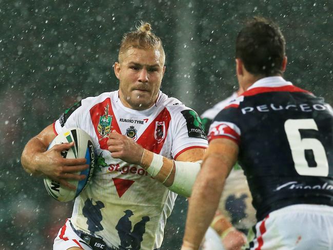 Jack De Belin of the Dragons  during the Sydney Roosters v St George Illawarra Dragons ANZAC day round 8 game at Allianz Stadium, Sydney. pic Mark Evans