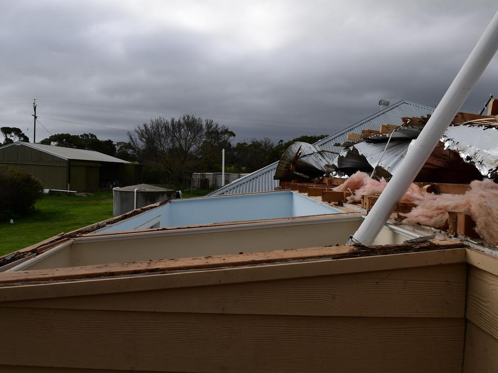 The roof was blown of a granny flat roof on Avenue Road, Strathalbyn. Picture: Campbell Brodie.