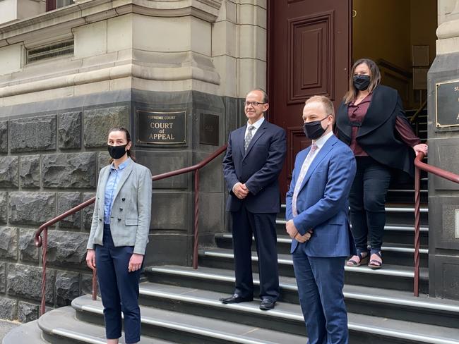 Zlate Cvetanovski with his legal team outside of the Court of Appeal. Picture: NCA NewsWire / Caroline Schelle