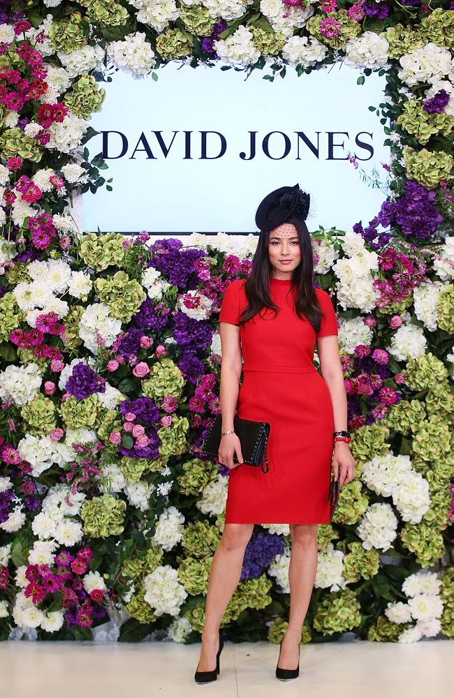 Jessica Gomes pictured in a Valentino design during the David Jones and Crown Resorts Autumn Racing Ladies Lunch.