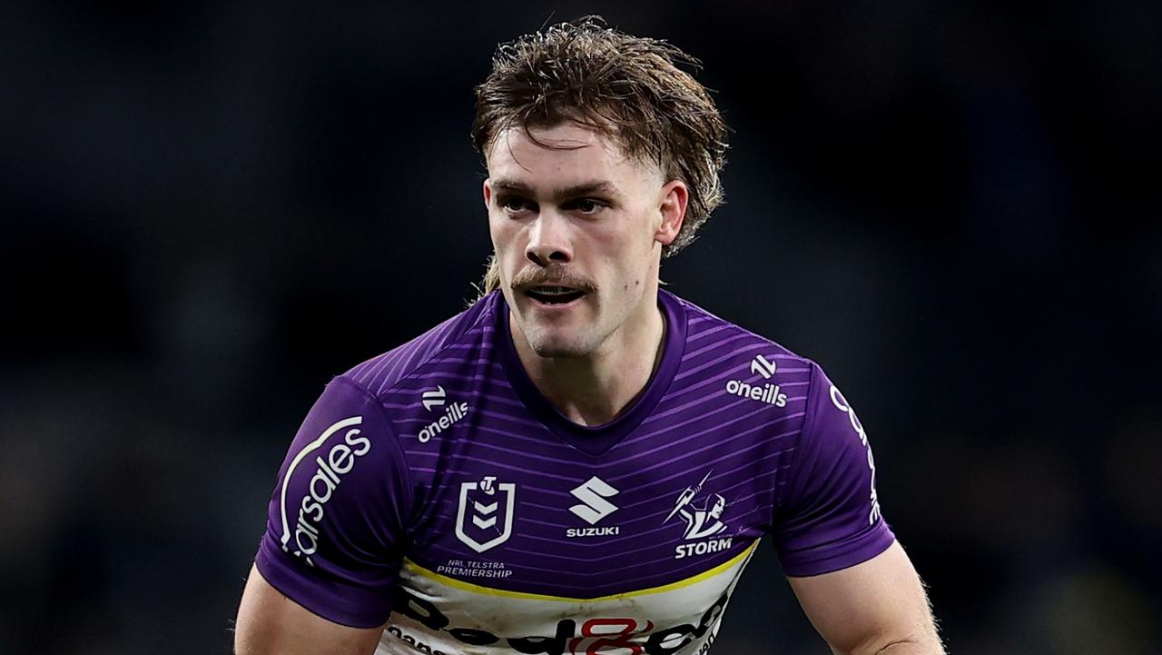 SYDNEY, AUSTRALIA - JULY 26: Ryan Papenhuyzen of the Storm runs the ball during the round 21 NRL match between Parramatta Eels and Melbourne Storm at CommBank Stadium, on July 26, 2024, in Sydney, Australia. (Photo by Brendon Thorne/Getty Images)