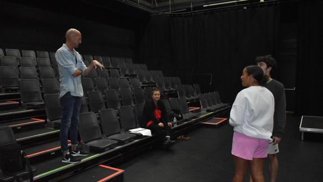 Joel Bow and Cheryl Peppin directing actors Shontae Minniecon and Reg Walker for the 'taster' production of Heading North. Picture: Lillian Watkins