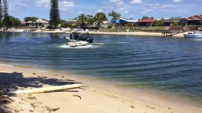 Gold Coast Water Police with an out of control tinny