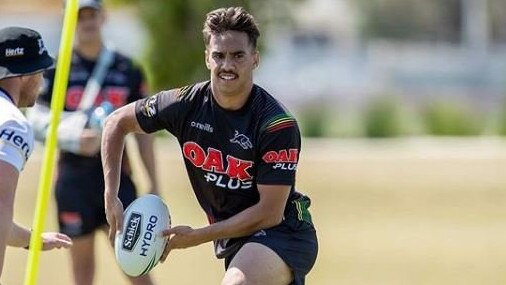 Daine Laurie training with the Penrith Panthers NRL team late in 2019. Photo: Penrith Panthers