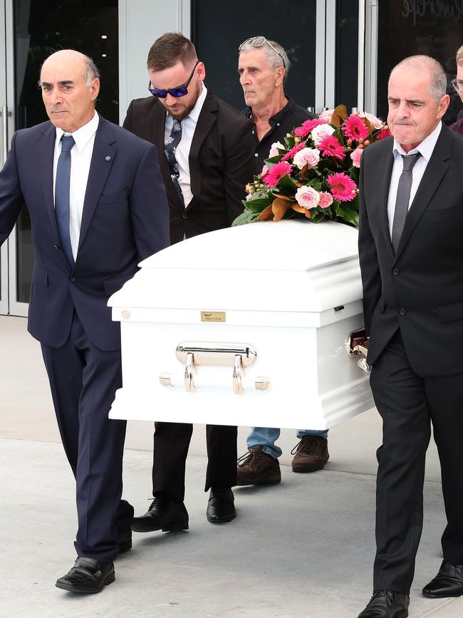 Pallbearers at the funeral for Vyleen White. Picture: Liam Kidston