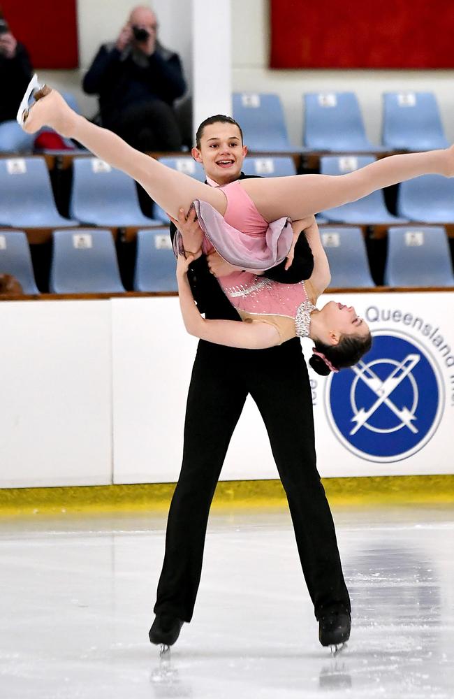 Charlie Wilcox and Kat Florey from Vic Australian Figure Skating Championships in Brisbane. Thursday December 1, 2022. Picture, John Gass