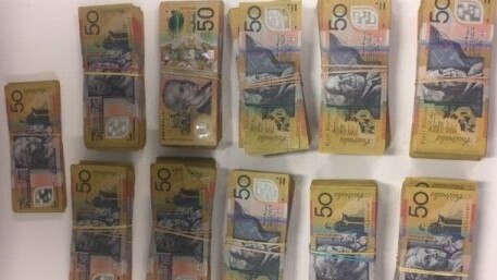 The money police allegedly found in the car.