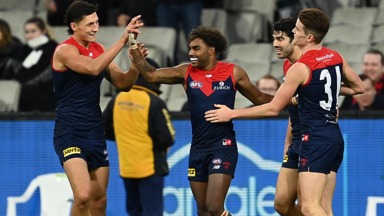 Melbourne is now 9-0 after beating Carlton. Photo: Quinn Rooney/Getty Images.