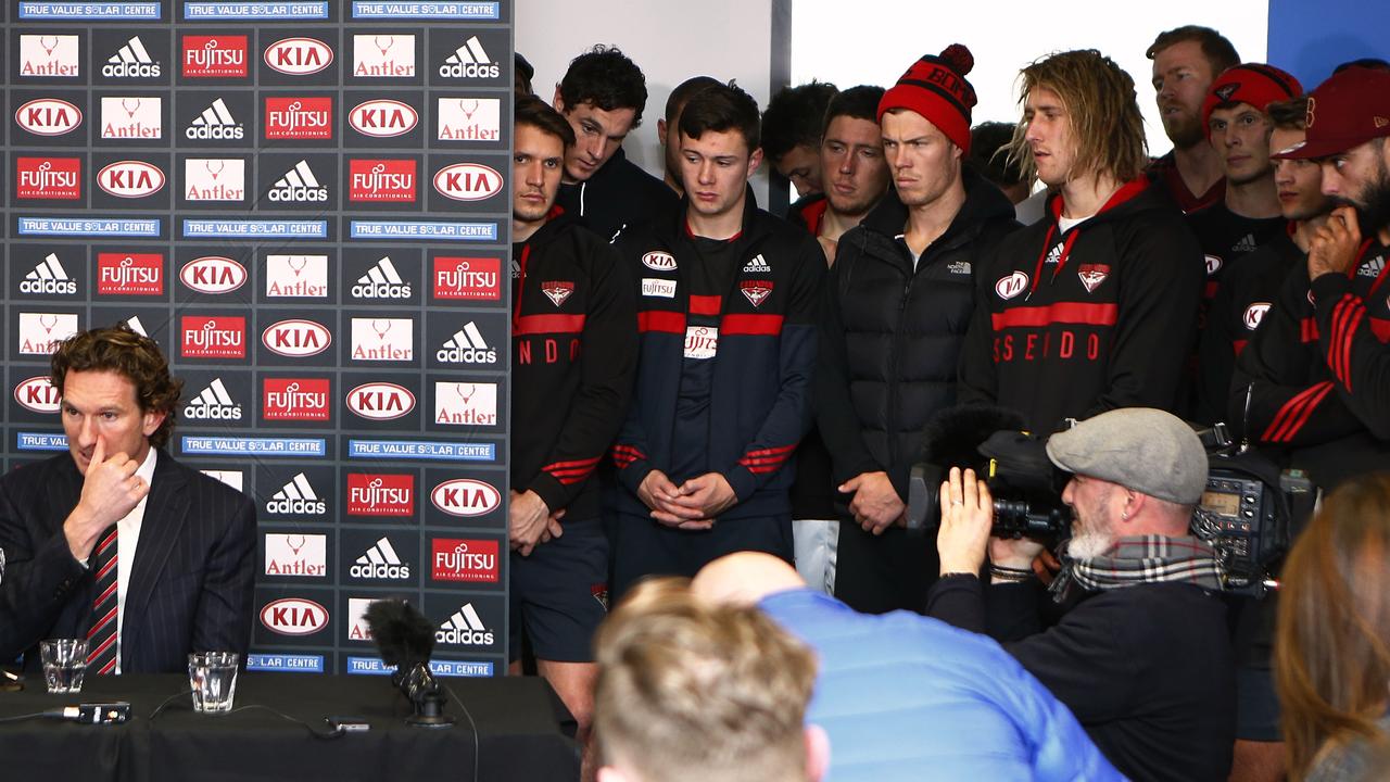 James Hird would eventually step down as Essendon coach. Picture: Wayne Ludbey