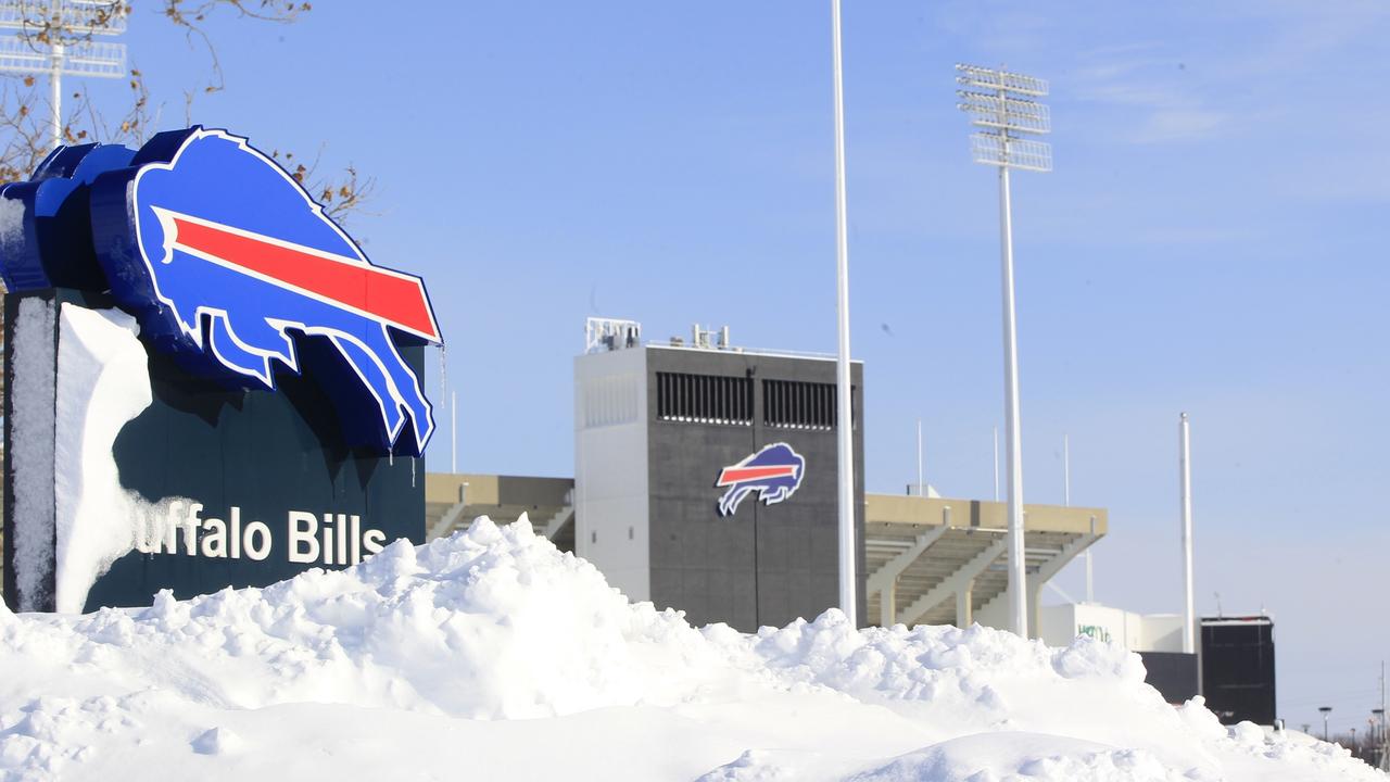 Snow covers a sign at Ralph Wilson Stadium, home of the Buffalo Bills in Orchard Park, N.Y. on Wednesday, Nov. 19, 2014. A ferocious lake-effect storm left the Buffalo area buried under 6 feet of snow Wednesday, trapping people on highways and in homes, and another storm expected to drop 2 to 3 feet more was on its way. (AP Photo/The Buffalo News, Harry Scull Jr.) TV OUT; MAGS OUT; MANDATORY CREDIT; BATAVIA DAILY NEWS OUT; DUNKIRK OBSERVER OUT; JAMESTOWN POST-JOURNAL OUT; LOCKPORT UNION-SUN JOURNAL OUT; NIAGARA GAZETTE OUT; OLEAN TIMES-HERALD OUT; SALAMANCA PRESS OUT; TONAWANDA NEWS OUT