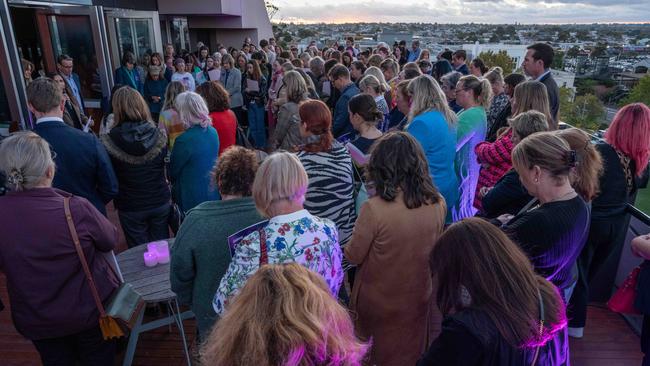 Candlelight vigil at the domestic violence vigil at Geelong Library. Picture: Brad Fleet