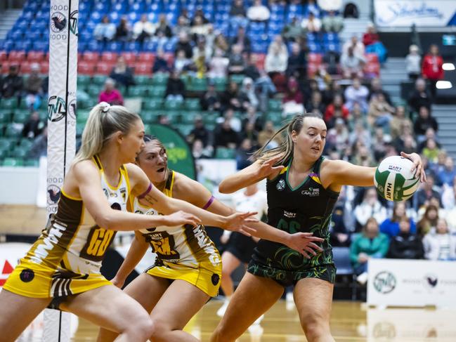 Cavalier Hayley McDougall reaches for the ball during Saturday's TNL grand final. Picture: Minch Media