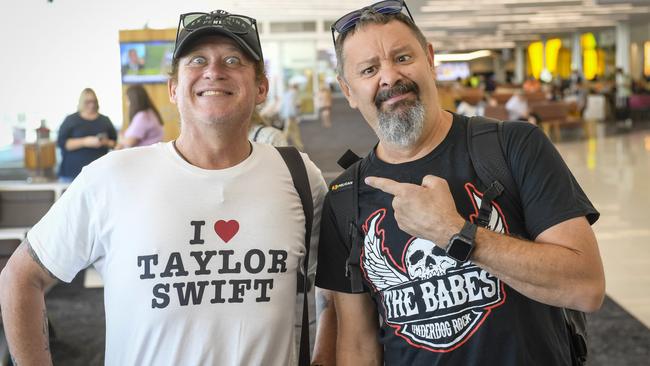 The Screaming Jets frontman Dave Gleeson and Athol Maxwell-Davis ready to rock. Picture: Roy VanDerVegt