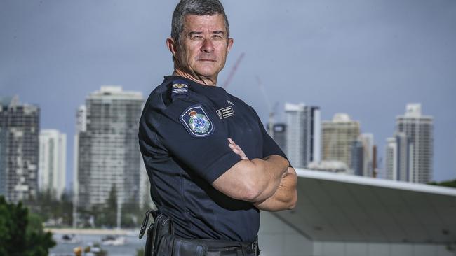 Senior Sergeant Bradyn Murphy, the Officer In Charge of the Gold Coast Road Policing Unit. Picture: Glenn Campbell