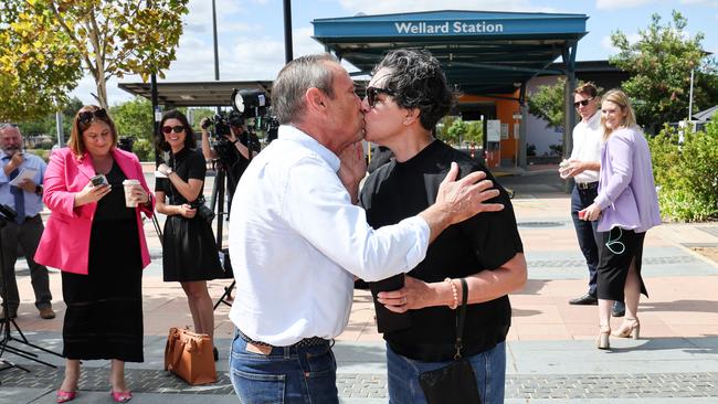 WA Premier Roger Cook with wife Carly Lane celebrating Labor’s election win. Picture: Colin Murty