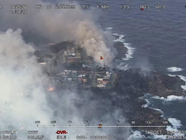 An aerial view of the bushfire. Picture: AAP/NSWRFS