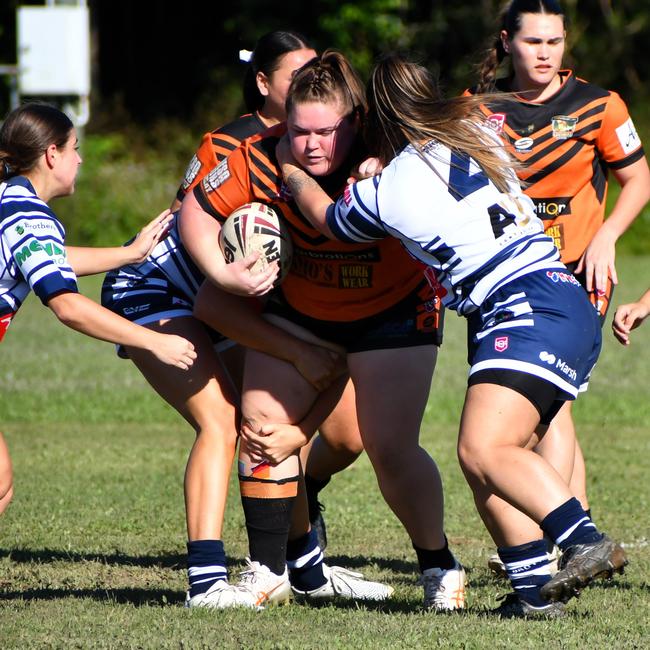The Herbert River Crushers Women’s team drew 20-20 with Townsville Brothers in a hard-fought contest in Ingham on Saturday. Picture: Cameron Bates