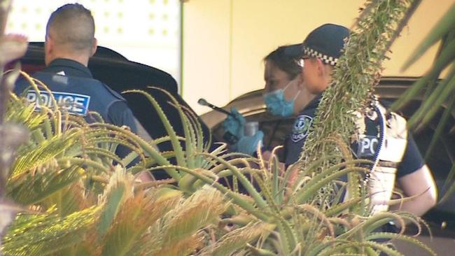 Police at the scene of a daylight shooting at Brabham Crescent, Gulfview Heights. Picture: 7NEWS