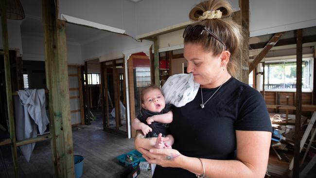 Jahnaya Mumford will have to raise her son inside her gutted home. Picture: Danielle Smith