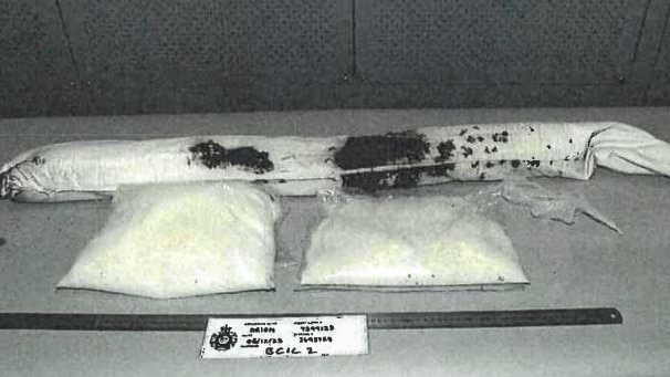 Part of a 100kg importation of methamphetamines seized in a police raid of a Dewhurst property. Ajmeer Kakall, 34, is accused of organising the trafficking of 100 kgs of methamphetamines hidden in wheat thrashers into Australia via shipping containers. Image: Victoria Police